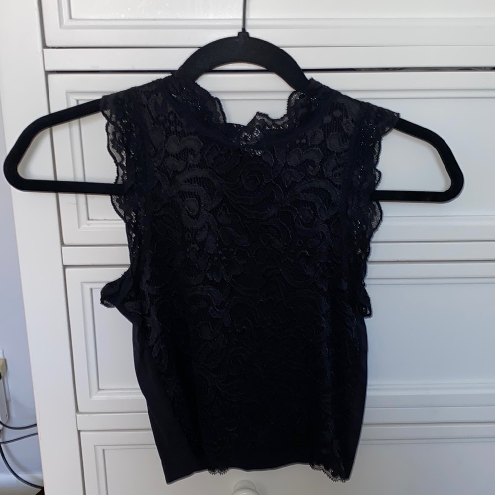 Reversible black lace top